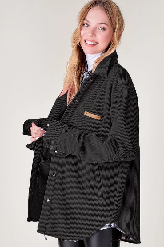 Madera Long Sleeve Oversized Button Front Shacket