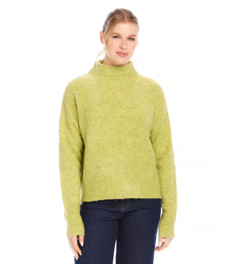 Mannie Moss Mock Neck Boucle Sweater - Karen Kane 4L89854