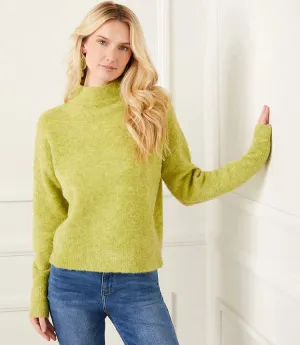 Mannie Moss Mock Neck Boucle Sweater - Karen Kane 4L89854