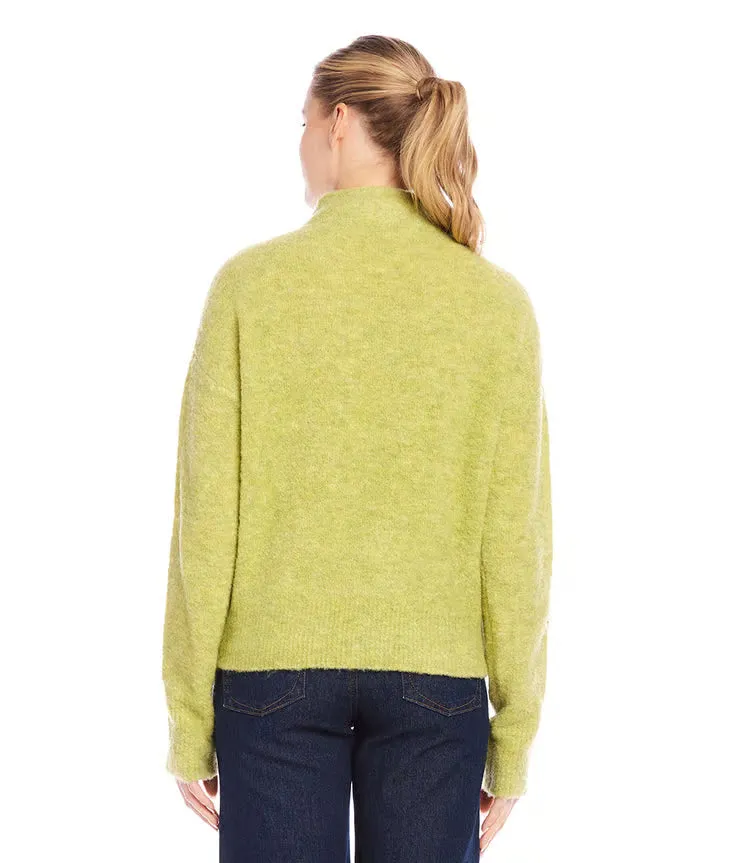 Mannie Moss Mock Neck Boucle Sweater - Karen Kane 4L89854