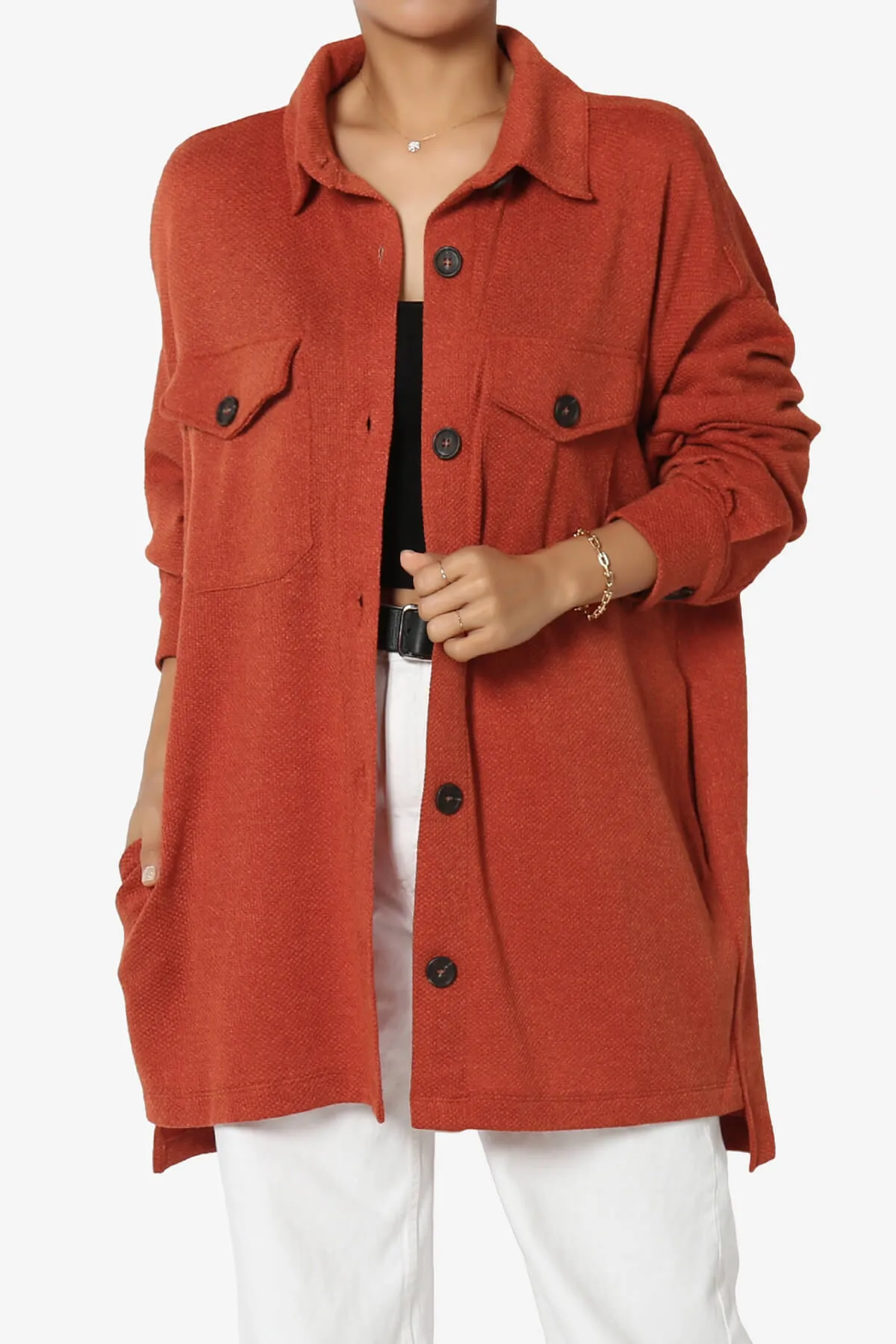 Matryx Jacquard Oversized Shirts Shacket