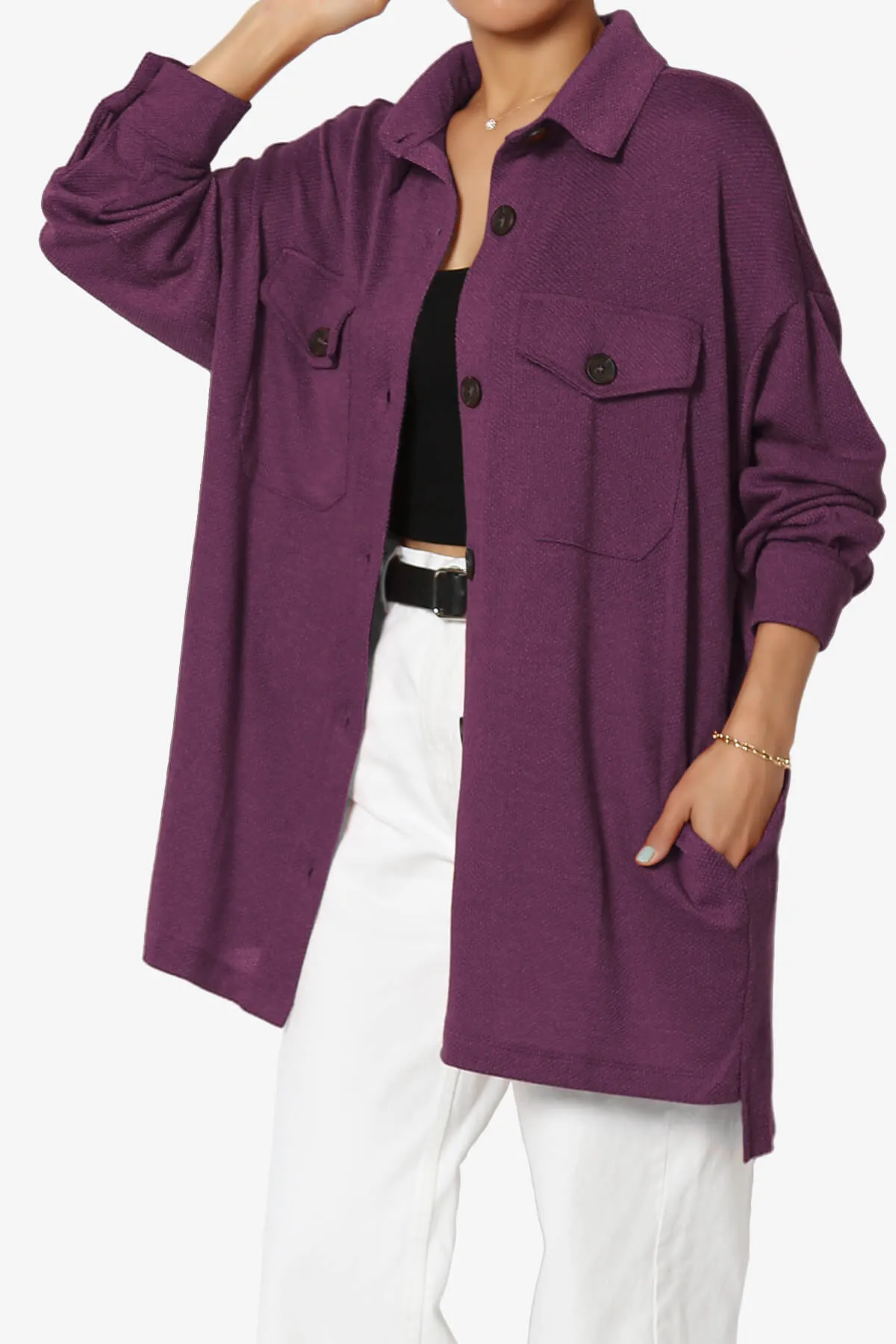 Matryx Jacquard Oversized Shirts Shacket