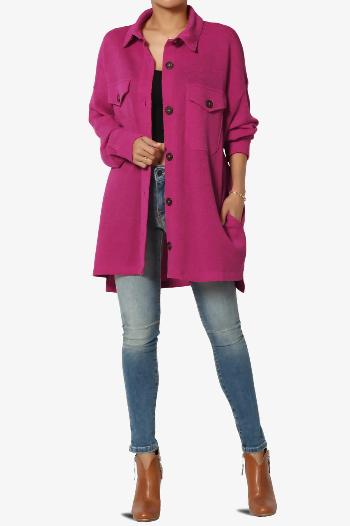 Matryx Jacquard Oversized Shirts Shacket