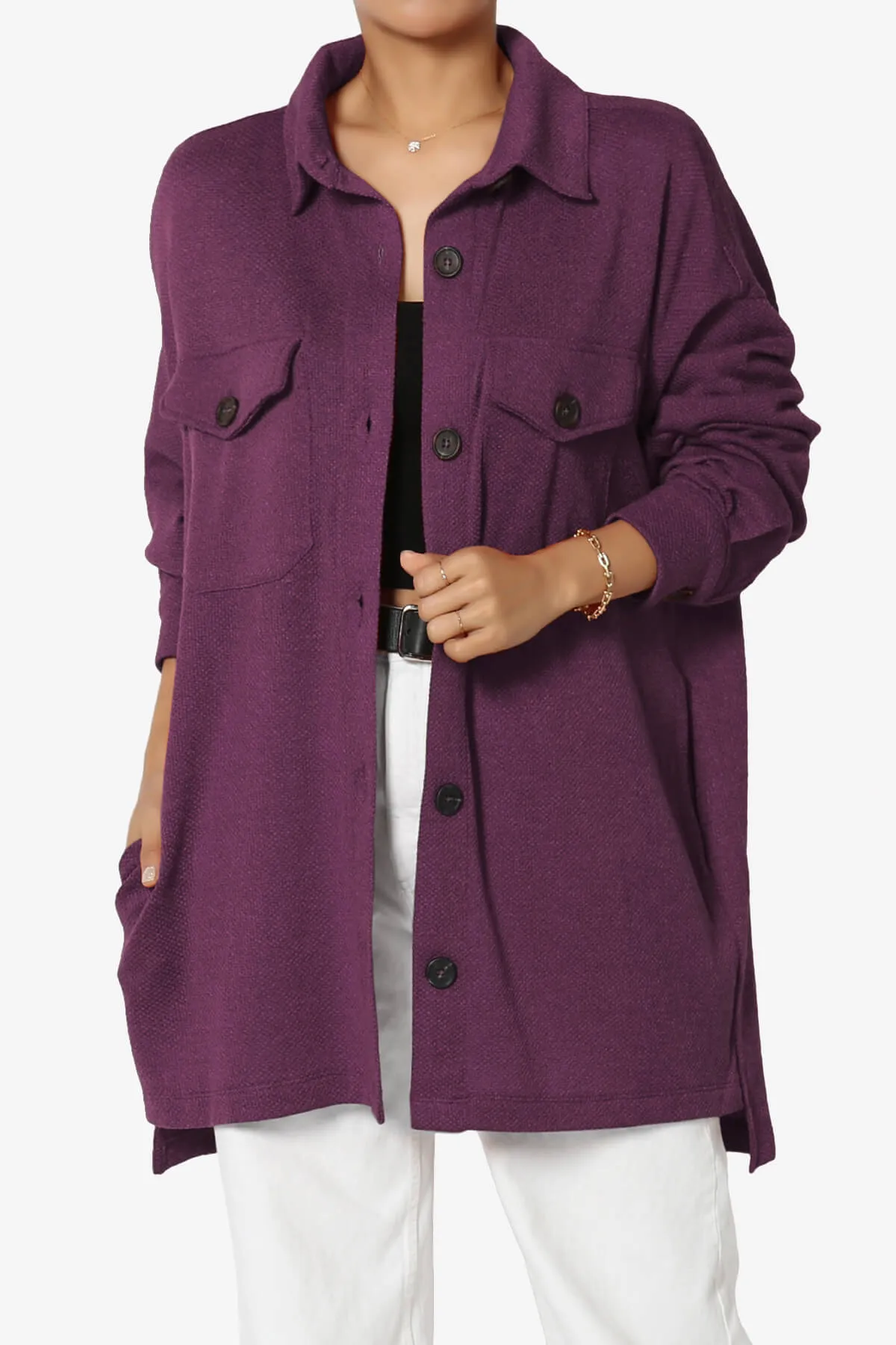 Matryx Jacquard Oversized Shirts Shacket
