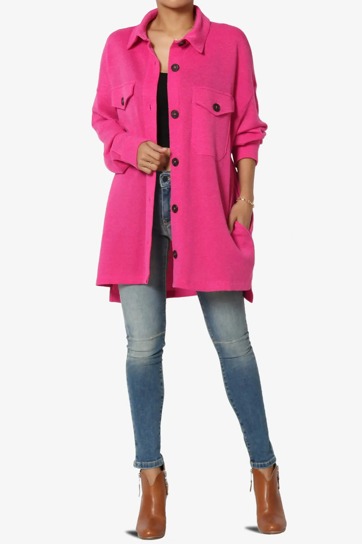 Matryx Jacquard Oversized Shirts Shacket