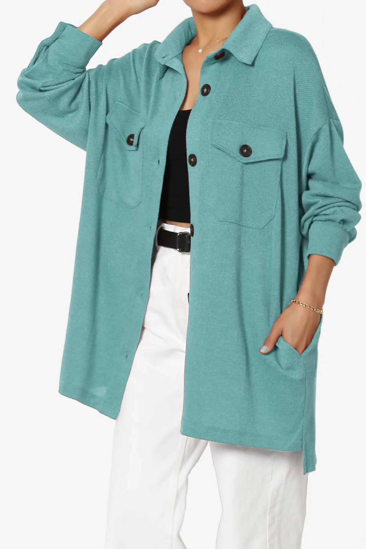 Matryx Jacquard Oversized Shirts Shacket