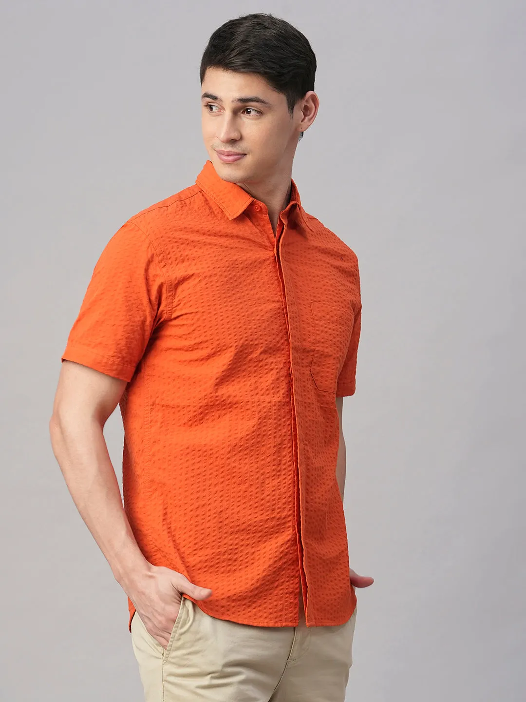 Men's Brick Cotton Regular Fit Shirt