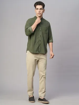 Men's Corduroy 100% Cotton Navy Regular Fit Long Sleeved Shirt