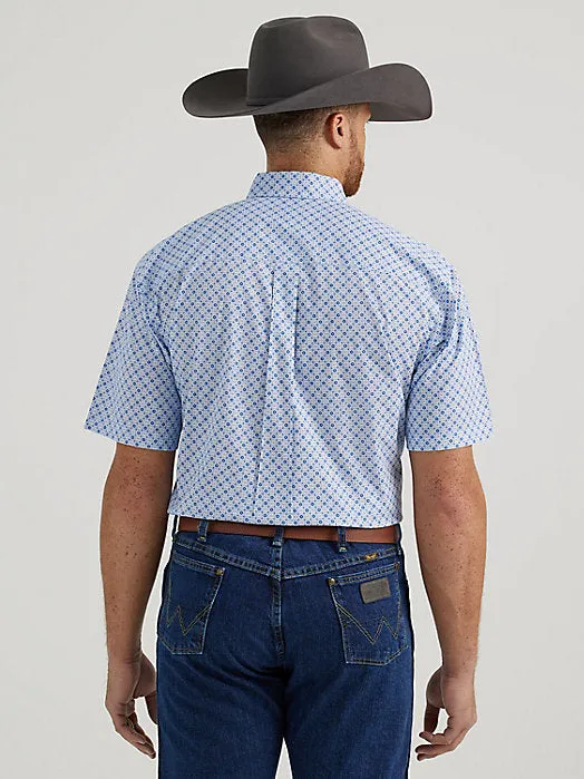 Mens George Strait Short Sleeve One Pocket Button Down Shirt - Marine Plates