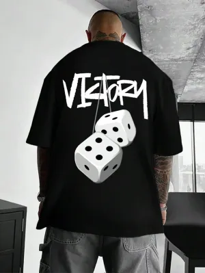 Men's Plaid & Letter Printed Short Sleeve T-shirt