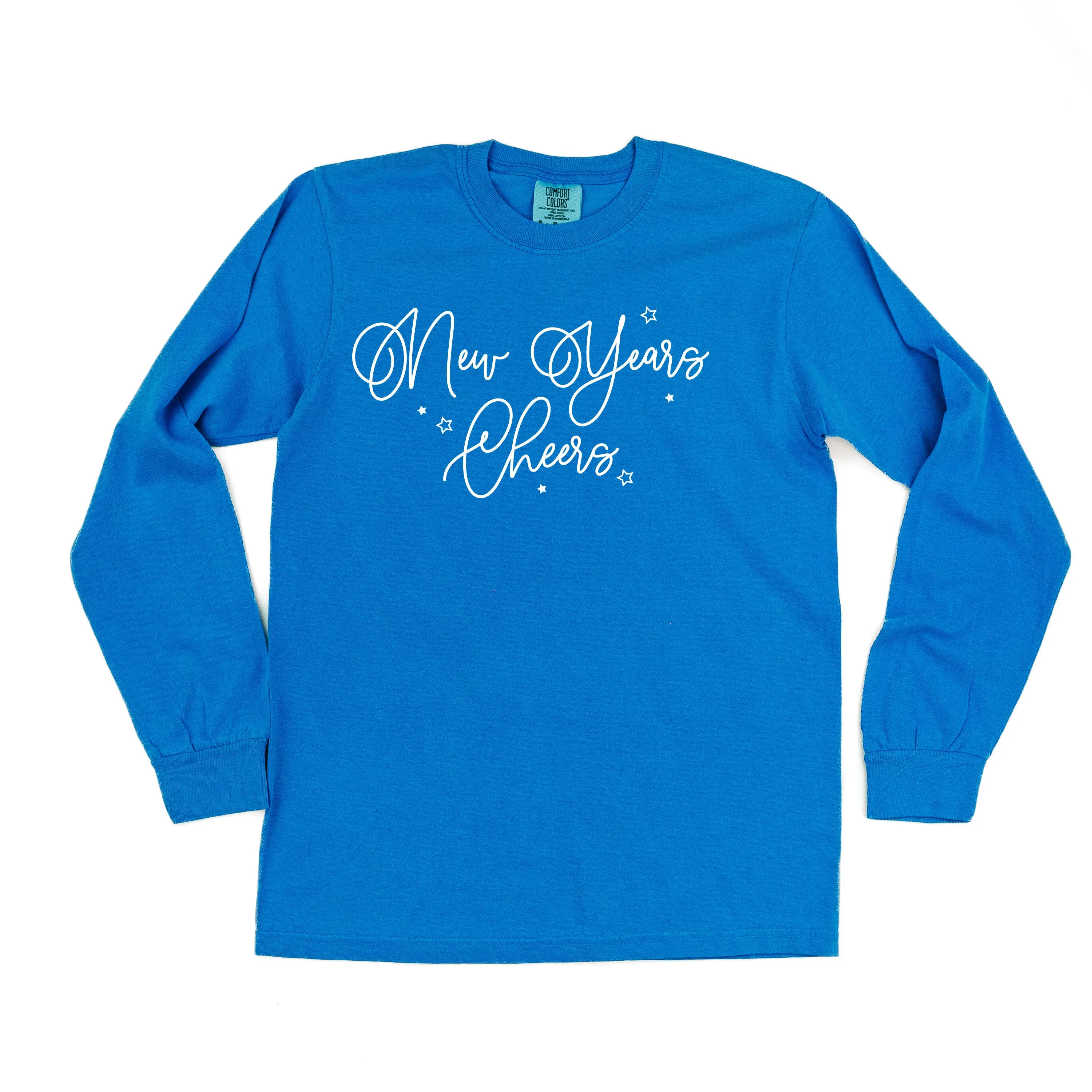 New Years Cheers - Stars/Script - LONG SLEEVE Comfort Colors Tee