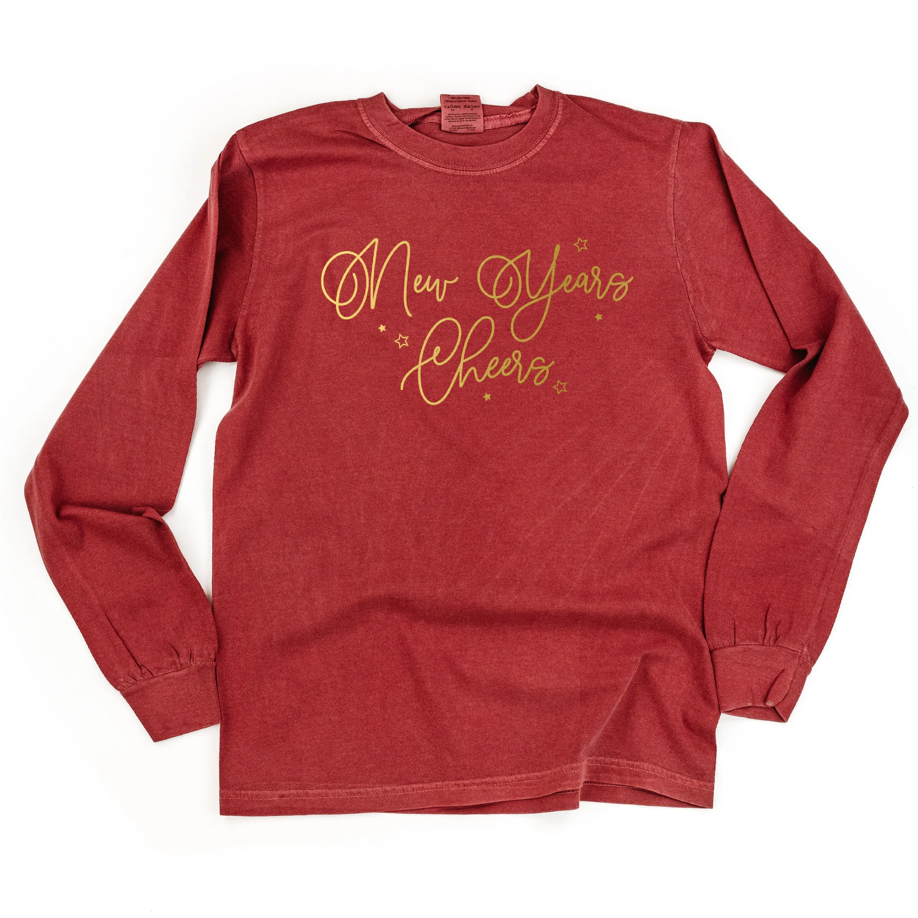 New Years Cheers - Stars/Script - LONG SLEEVE Comfort Colors Tee