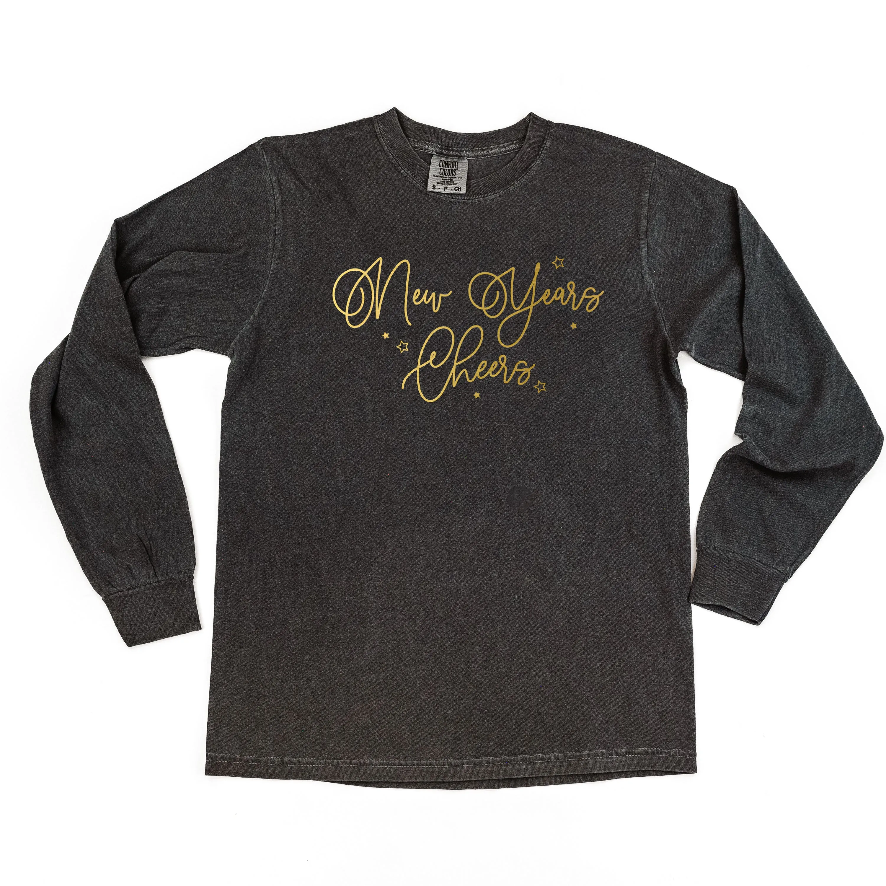 New Years Cheers - Stars/Script - LONG SLEEVE Comfort Colors Tee
