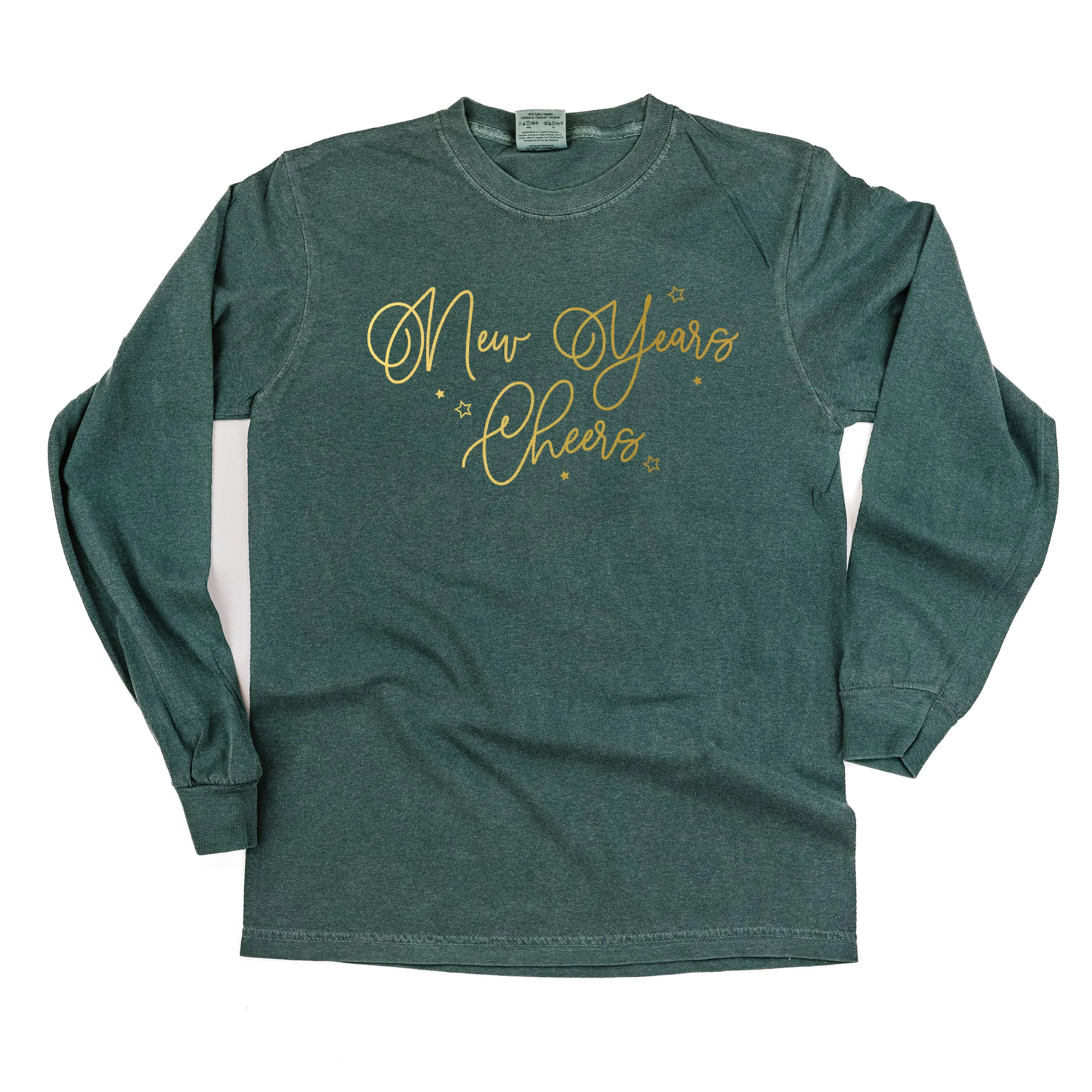 New Years Cheers - Stars/Script - LONG SLEEVE Comfort Colors Tee