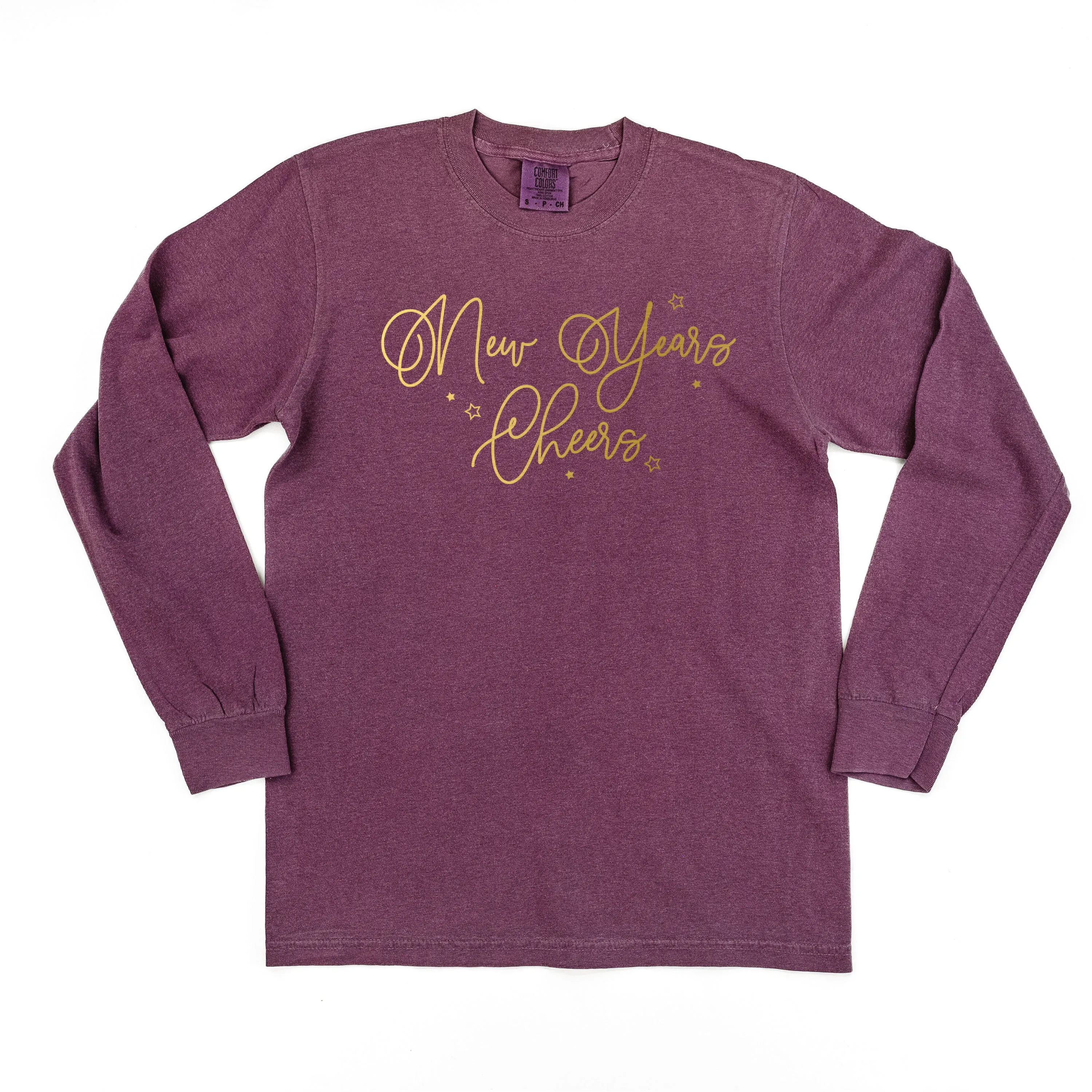 New Years Cheers - Stars/Script - LONG SLEEVE Comfort Colors Tee
