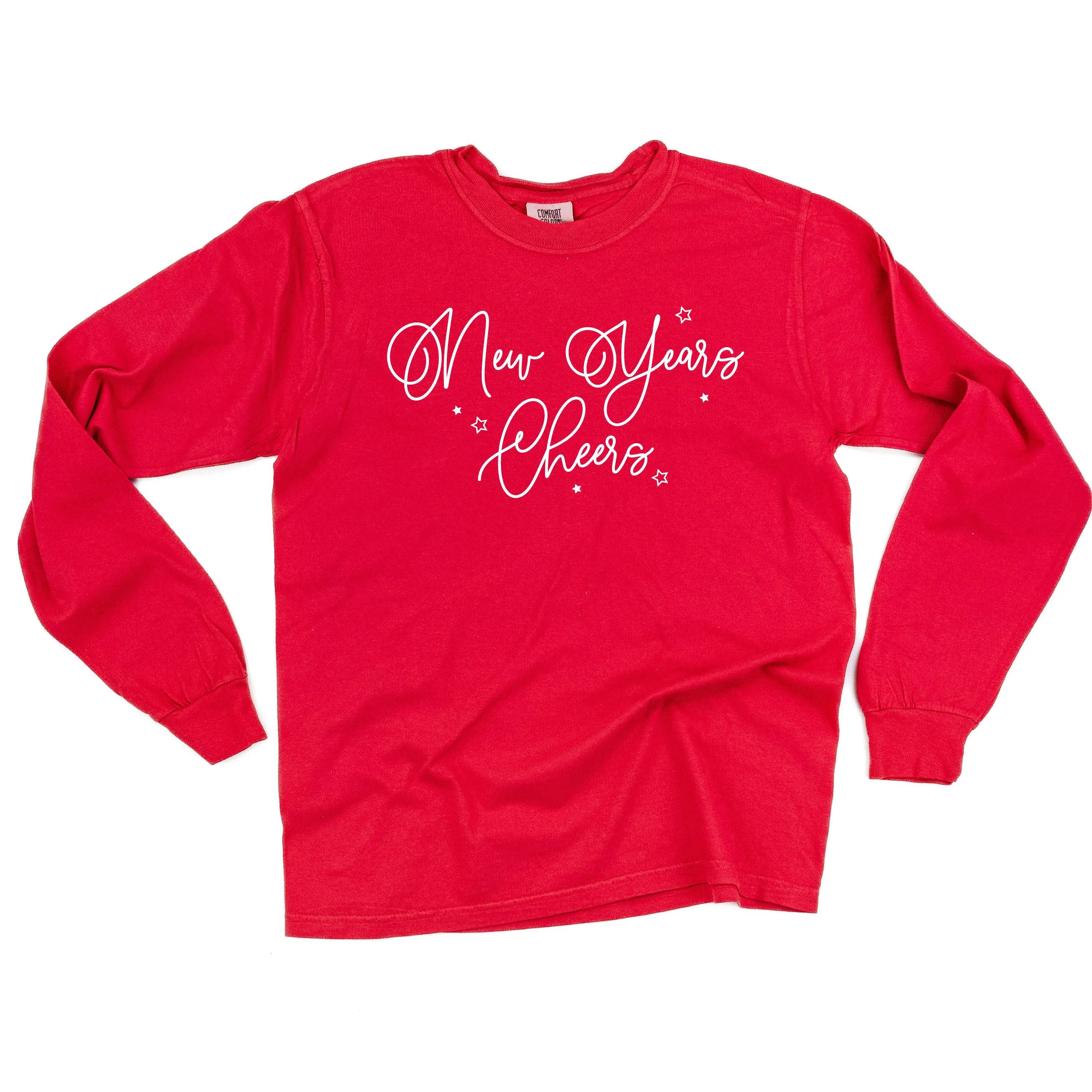 New Years Cheers - Stars/Script - LONG SLEEVE Comfort Colors Tee