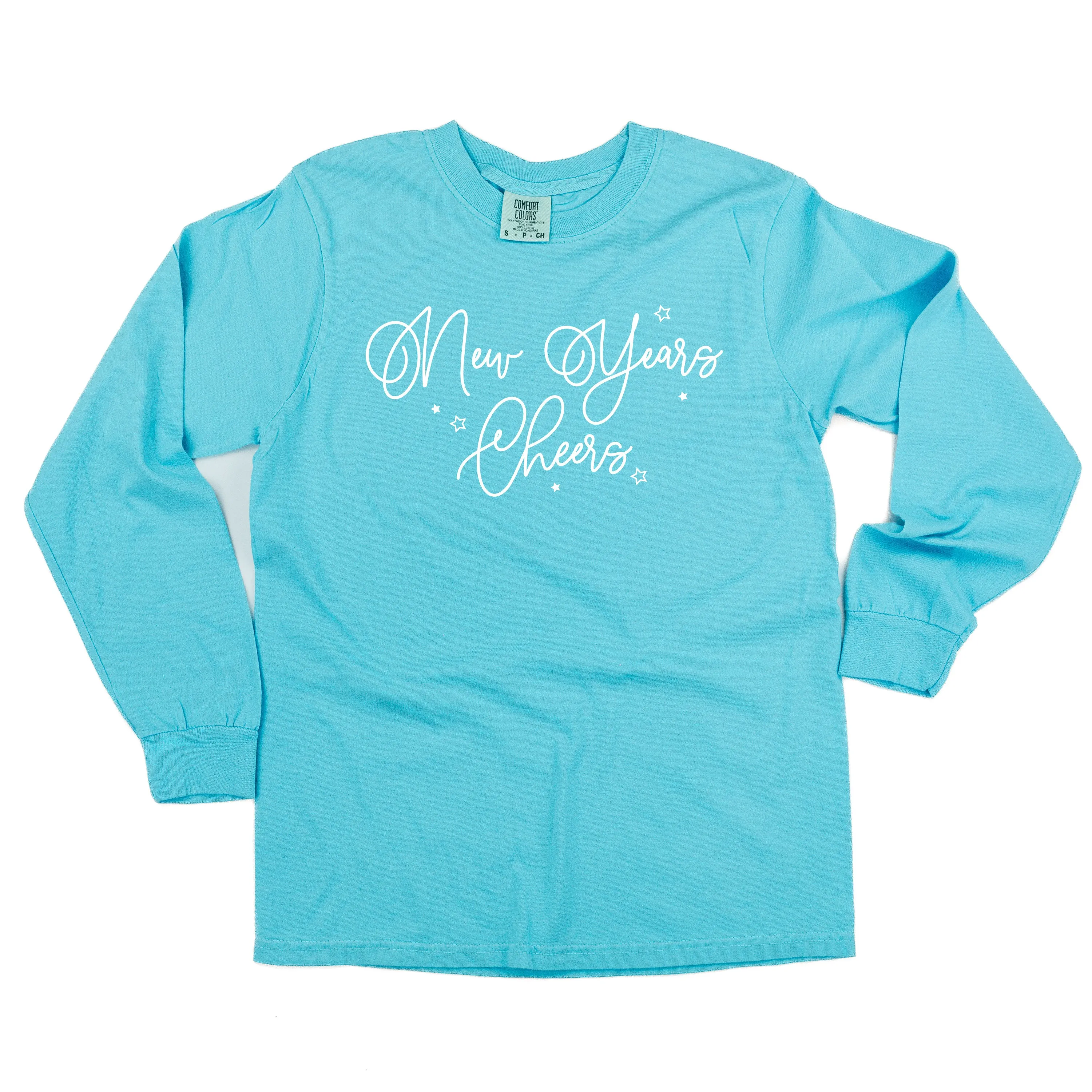 New Years Cheers - Stars/Script - LONG SLEEVE Comfort Colors Tee