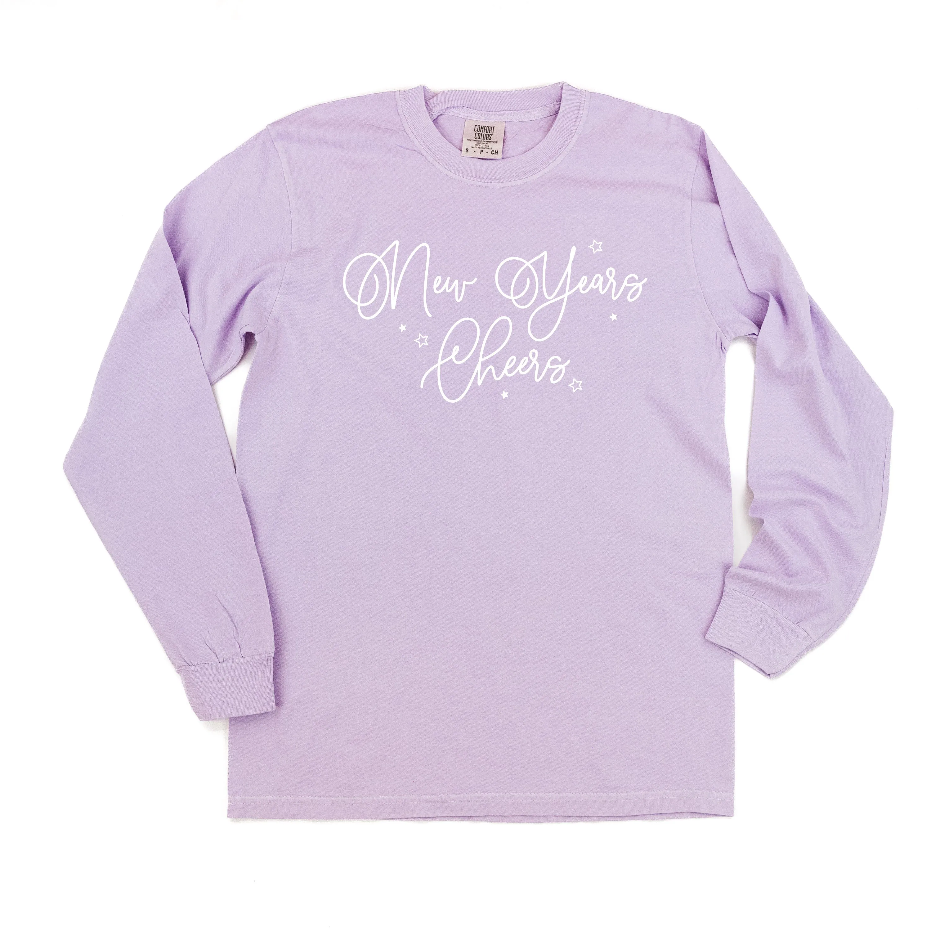 New Years Cheers - Stars/Script - LONG SLEEVE Comfort Colors Tee