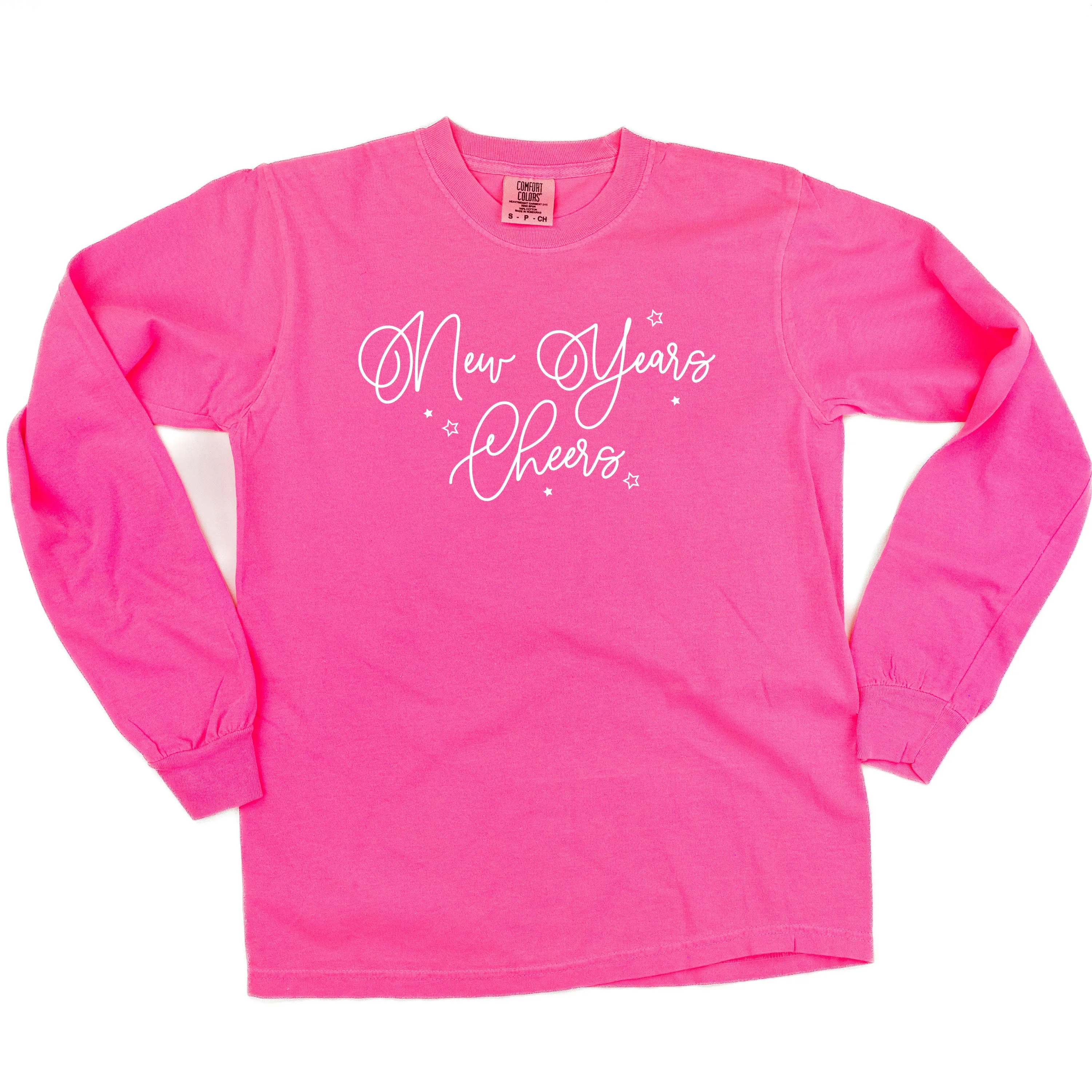 New Years Cheers - Stars/Script - LONG SLEEVE Comfort Colors Tee