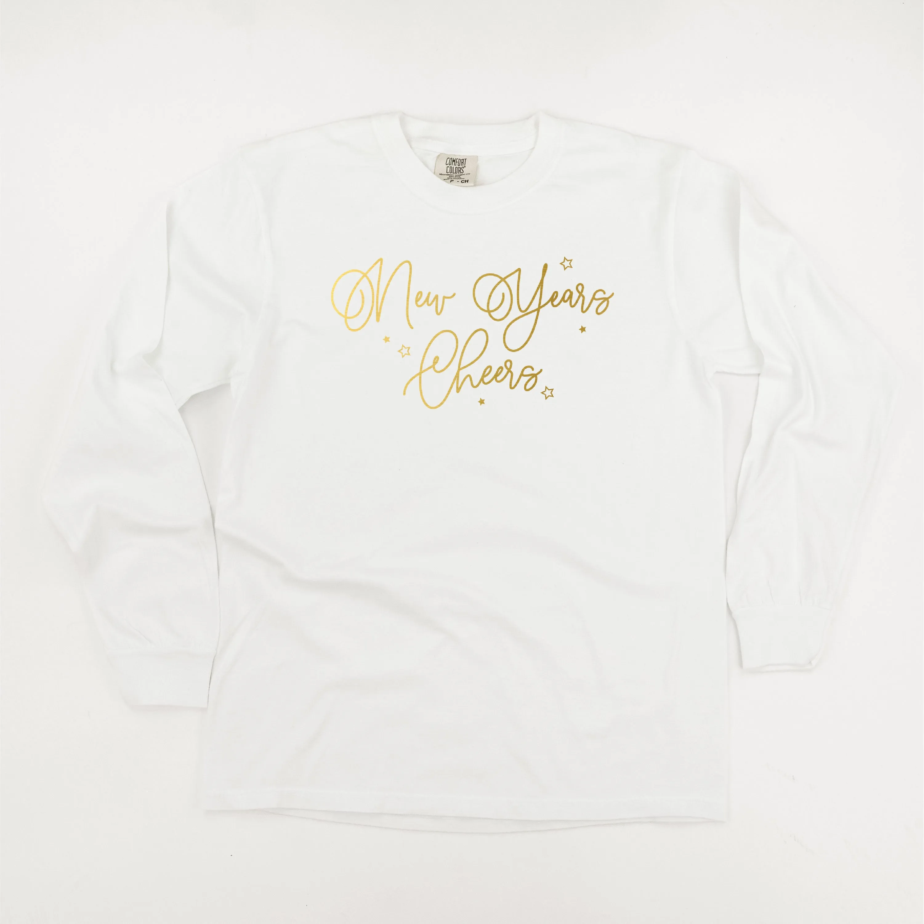 New Years Cheers - Stars/Script - LONG SLEEVE Comfort Colors Tee