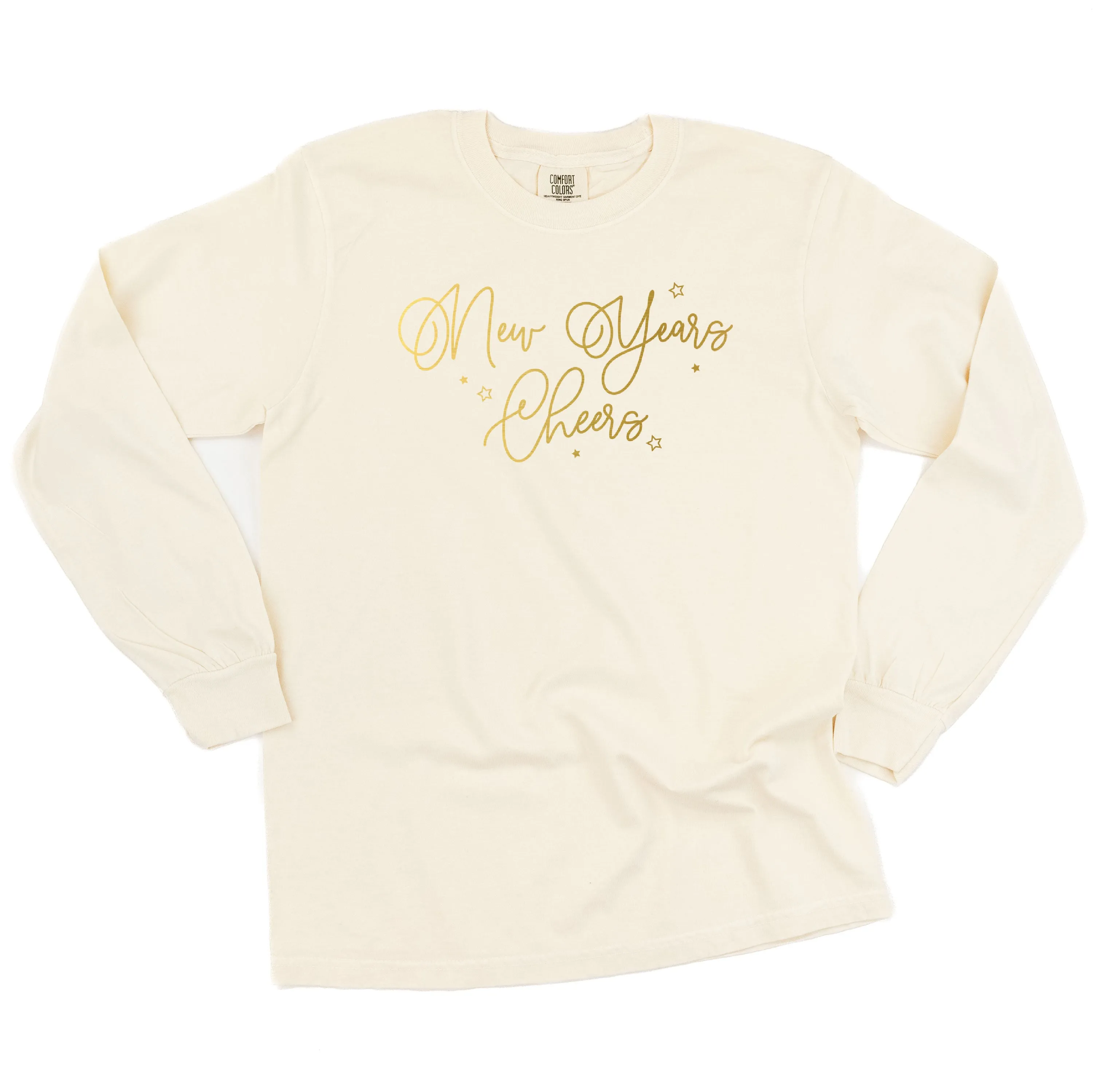 New Years Cheers - Stars/Script - LONG SLEEVE Comfort Colors Tee