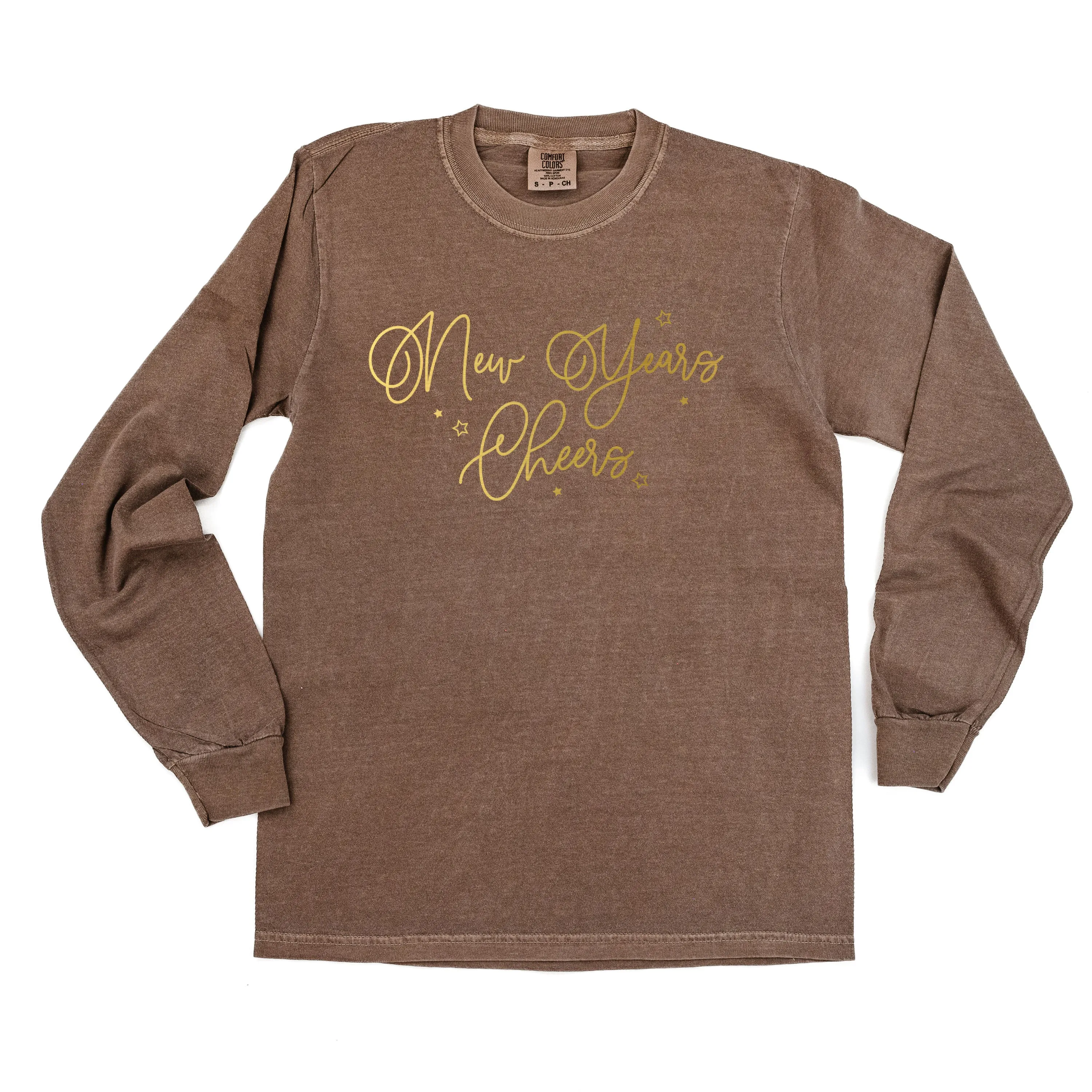 New Years Cheers - Stars/Script - LONG SLEEVE Comfort Colors Tee