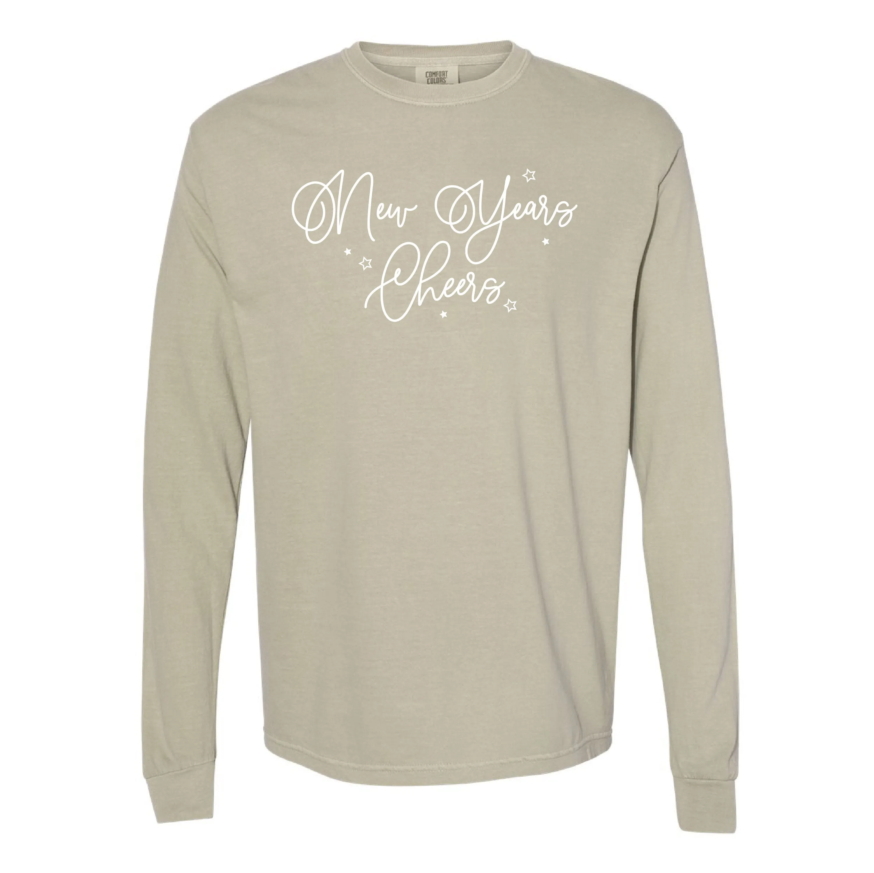 New Years Cheers - Stars/Script - LONG SLEEVE Comfort Colors Tee