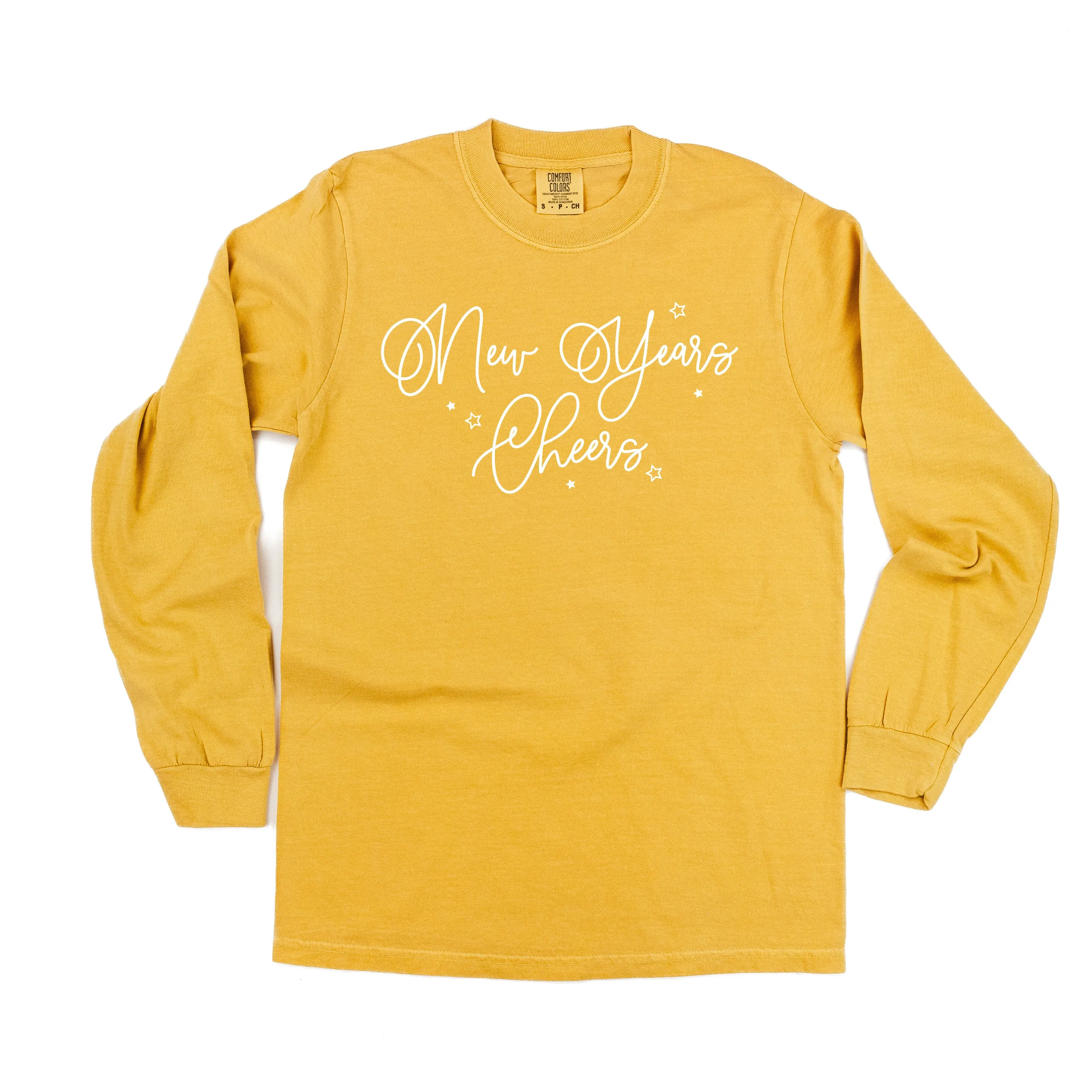 New Years Cheers - Stars/Script - LONG SLEEVE Comfort Colors Tee