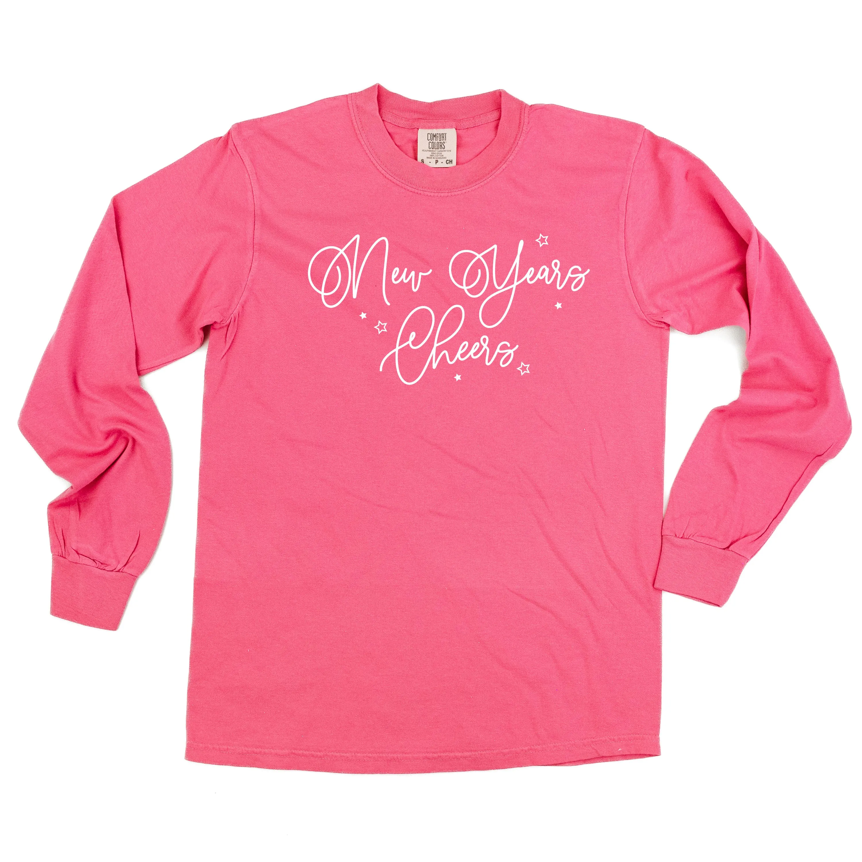 New Years Cheers - Stars/Script - LONG SLEEVE Comfort Colors Tee
