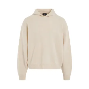 Oversized Basic Knit Hoodie in Ivory