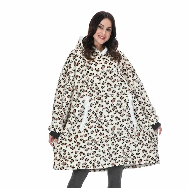 Oversized Hoodies Sweatshirt - Women Winter Hoodie Fleece . Giant TV Blanket With Sleeves Pullover