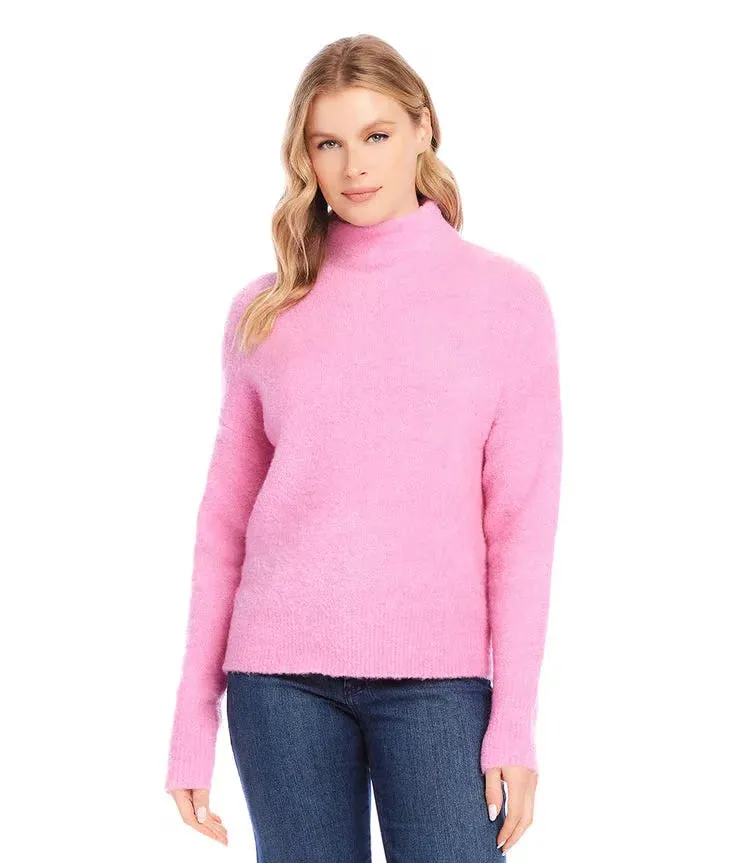Penella Peony Mock Neck Boucle Sweater - Karen Kane 4L89854