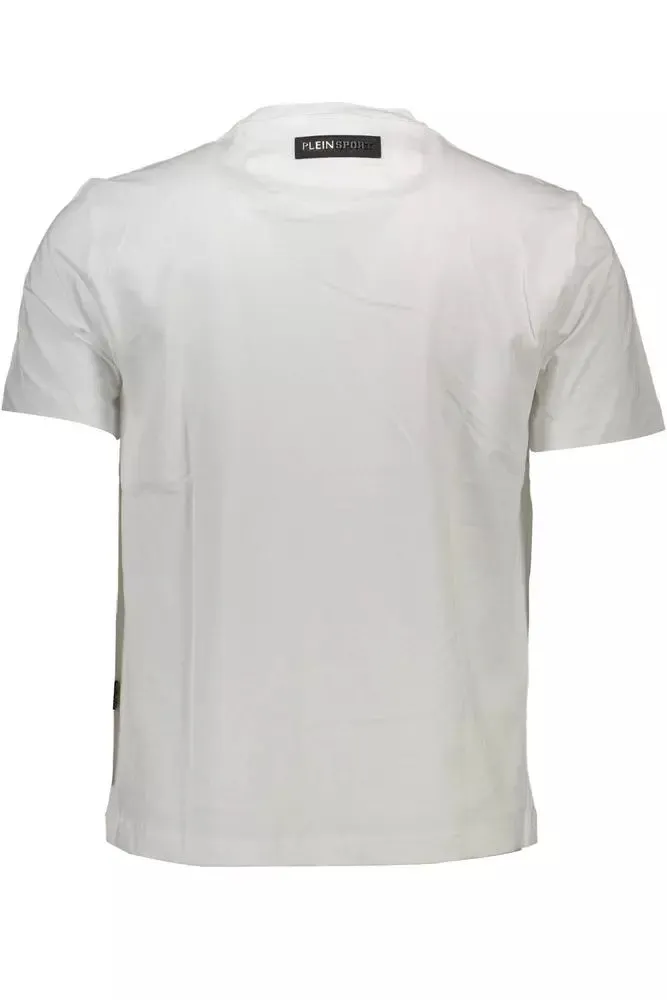 Plein Sport Pristine White Cotton Tee with Bold Accents