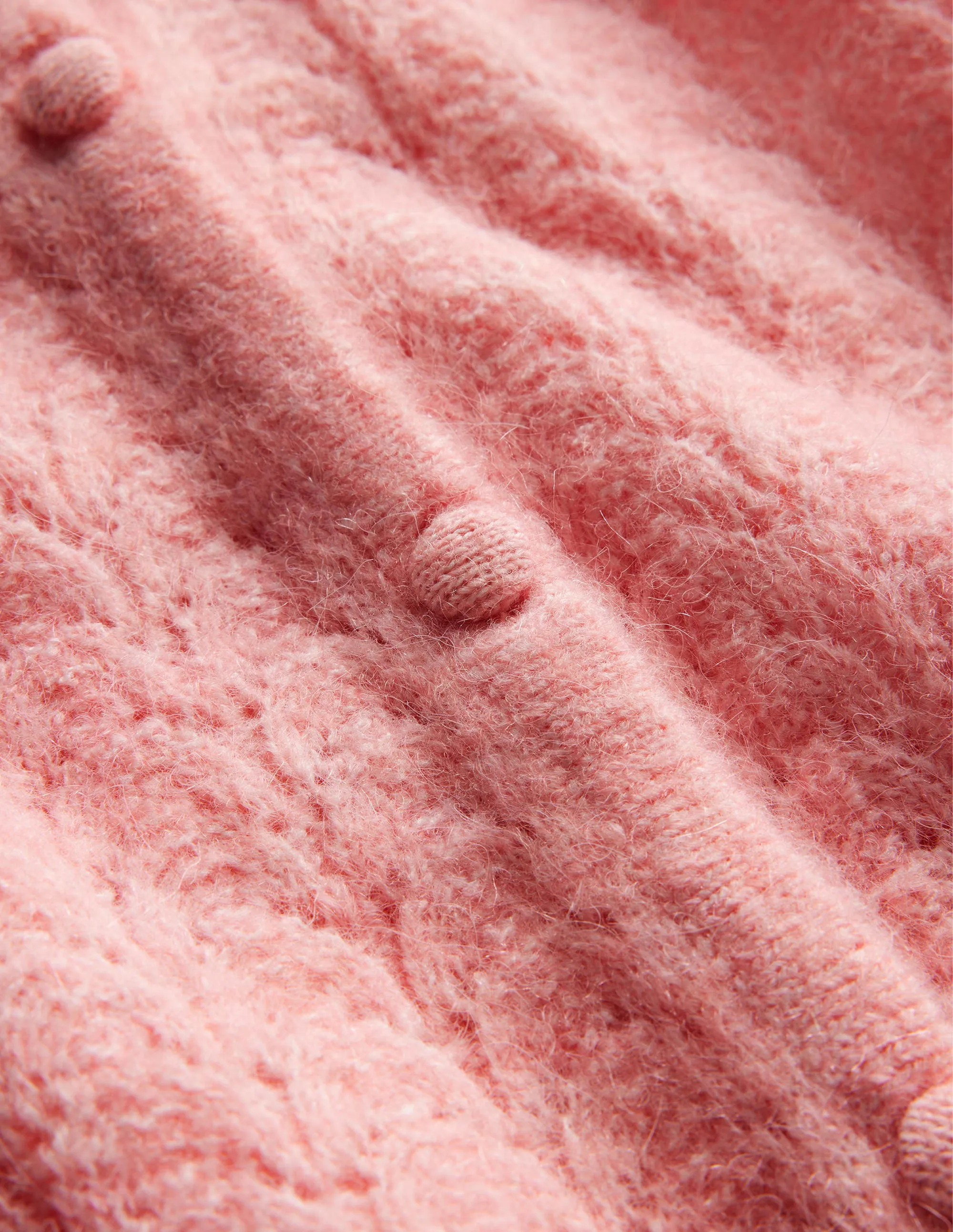 Pointelle Long-Sleeve Cardigan-Dahlia Pink
