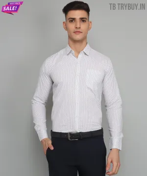 Polka Dot Print Cotton White Men's Shirt