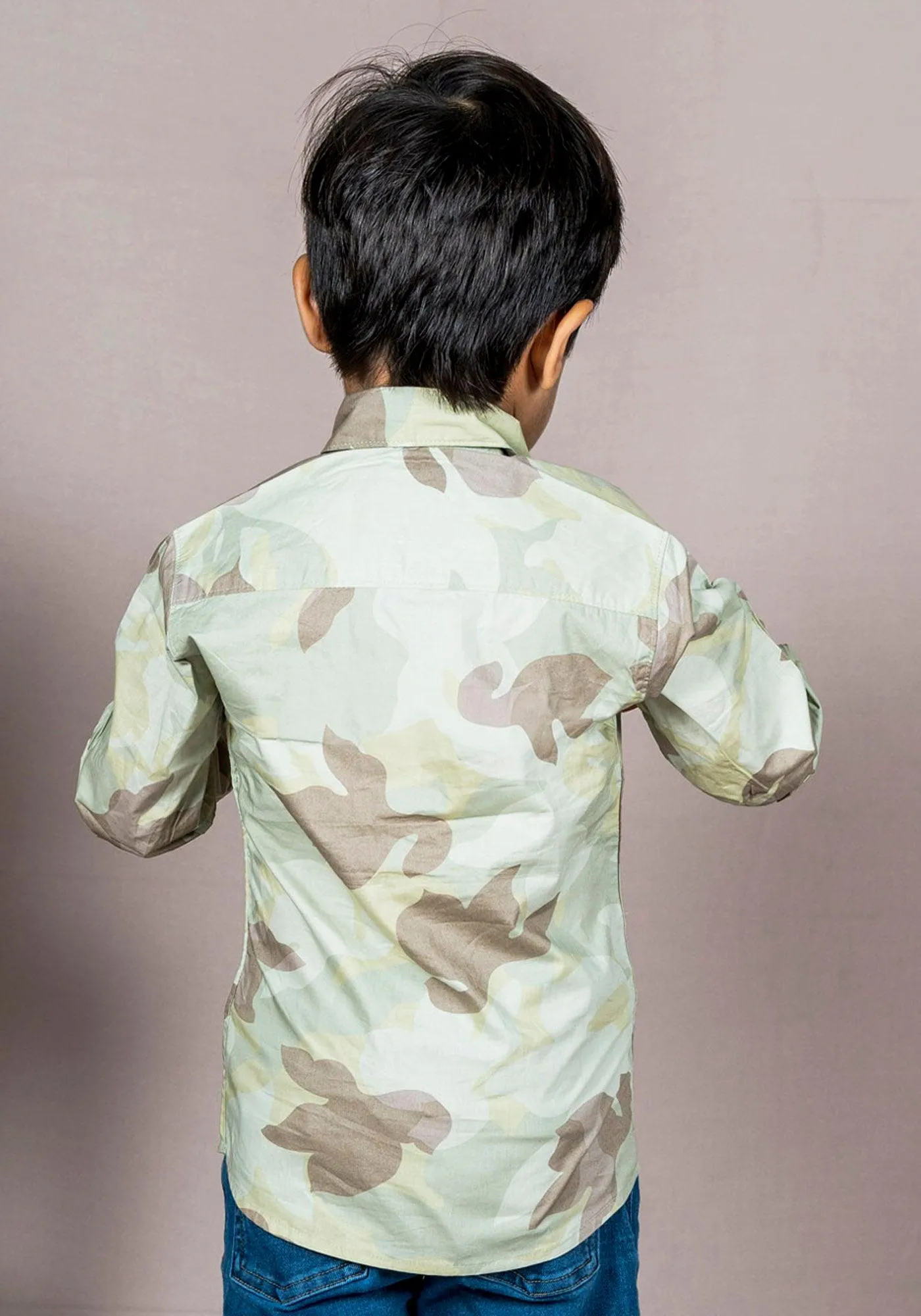 Polka Tots Full sleeve camouflage shirt - Green