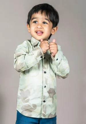 Polka Tots Full sleeve camouflage shirt - Green