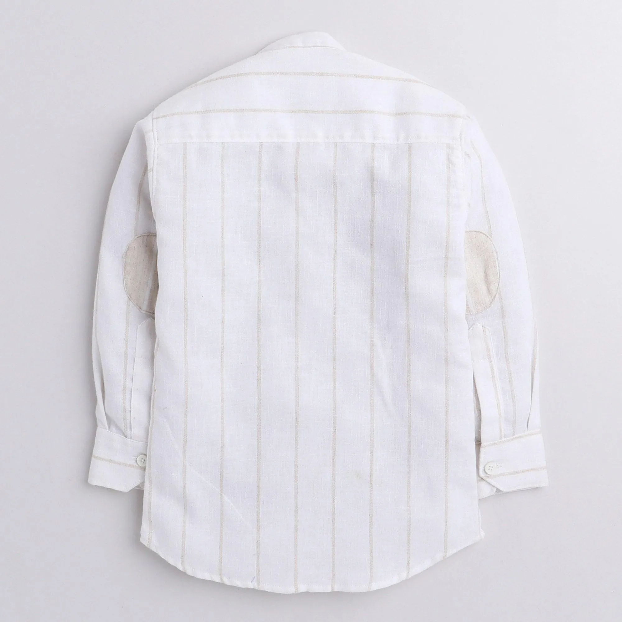 Polka Tots full sleeve elbow patch kurta - white