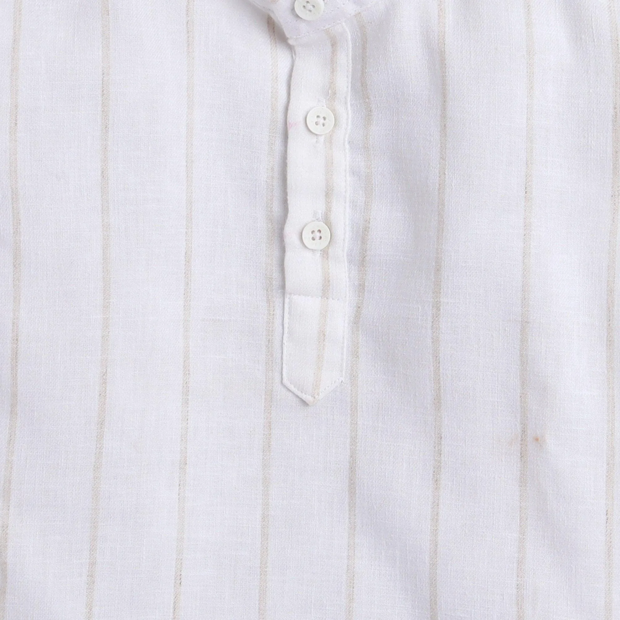 Polka Tots full sleeve elbow patch kurta - white
