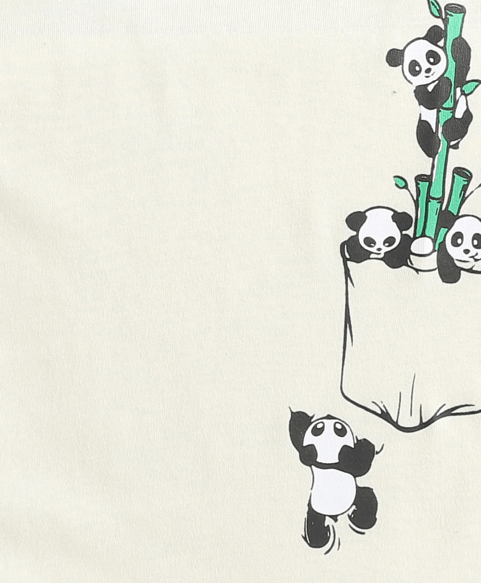 Polka Tots Half Sleeve Panda In Pocket Print Tshirt - Cream