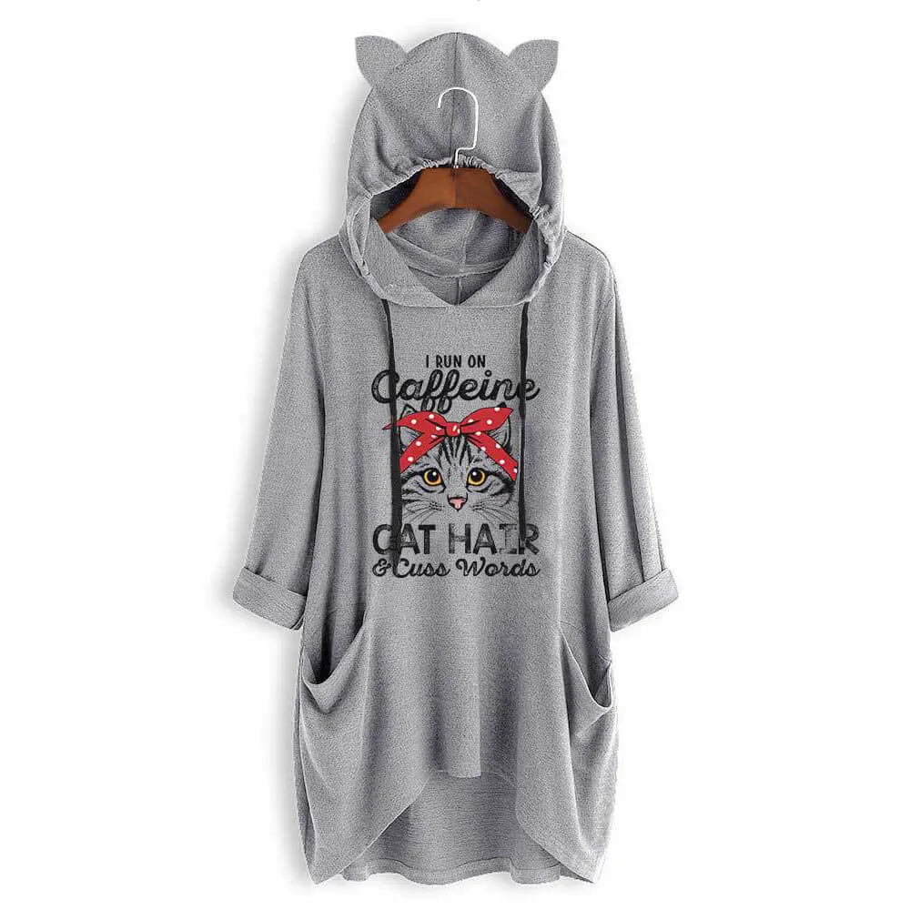 Print Long Sleeves Hoodies