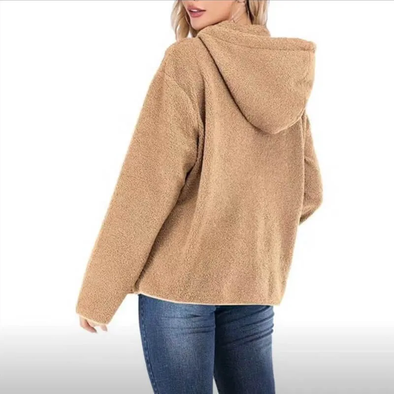 Pullover Drawstring Loose Teddy Hoodie