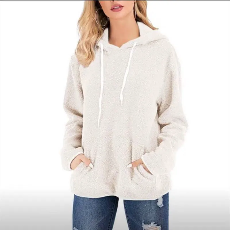 Pullover Drawstring Loose Teddy Hoodie