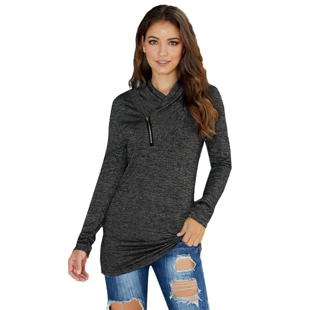 Pullover Zipper Slim Long Hoodie