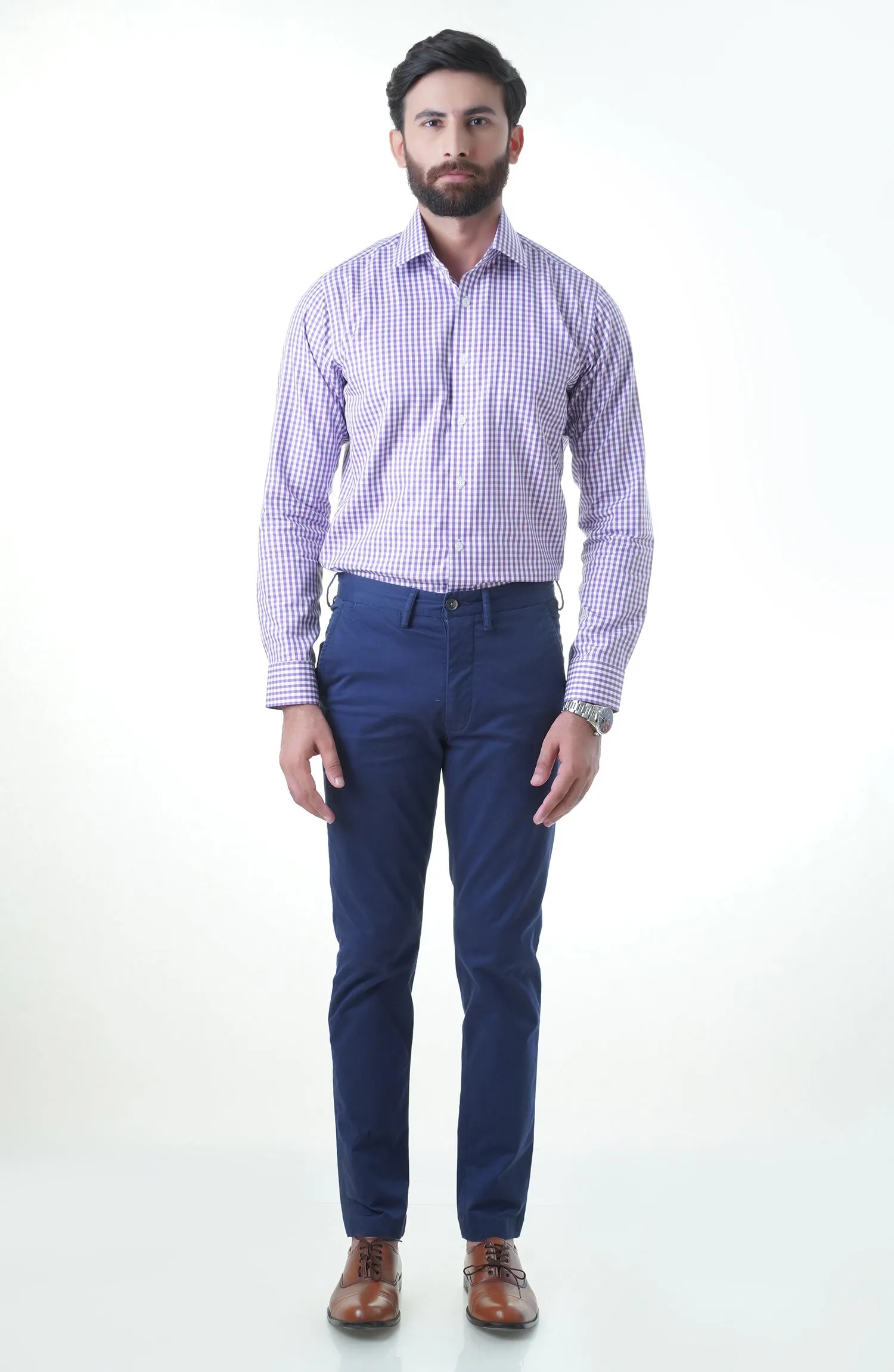 Purple Check Cotton Shirt