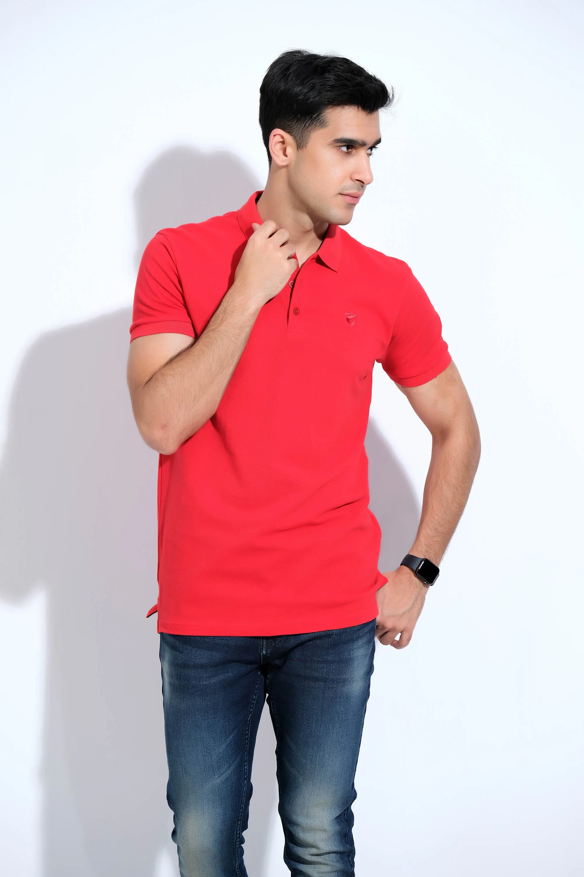 Red Half Sleeve Polos
