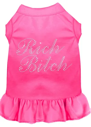 Rhinestone Rich Bitch Dress Bright Pink Xs