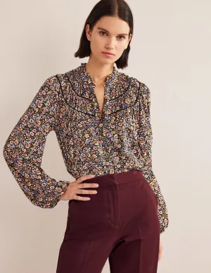Ruched Yoke Jersey Shirt-Multi, Eden Bloom