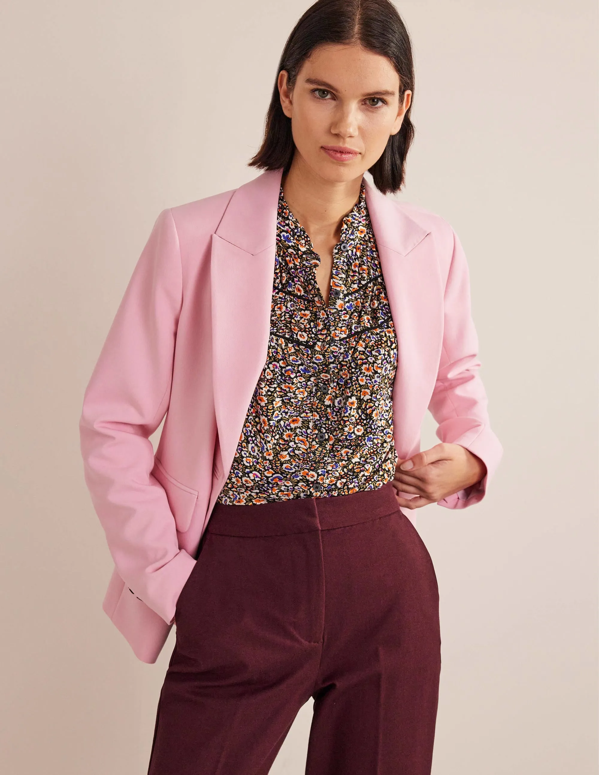 Ruched Yoke Jersey Shirt-Multi, Eden Bloom