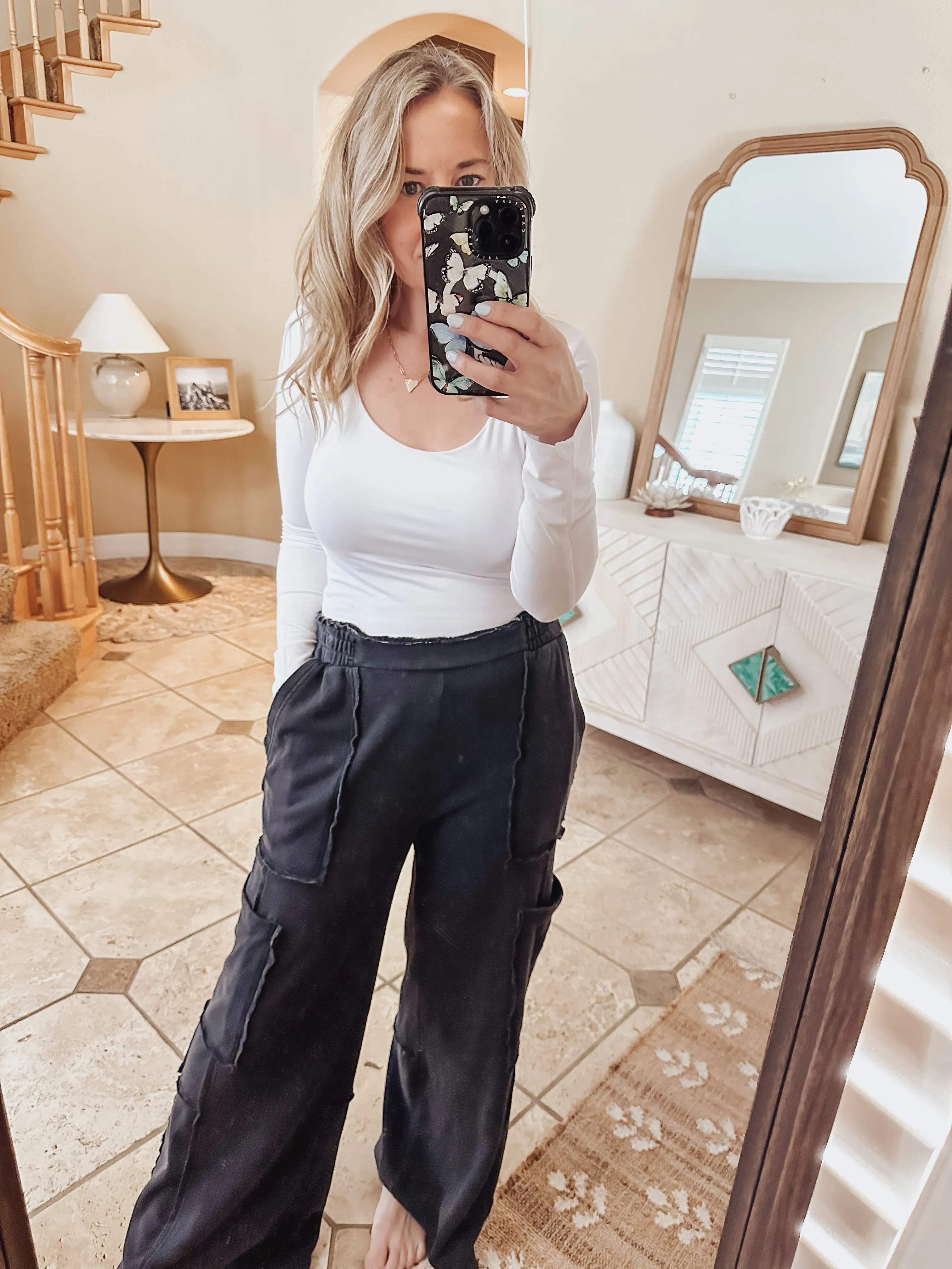 Sculpted Scoop Double Lined Long Sleeve Stretchy Cropped Top - Off White